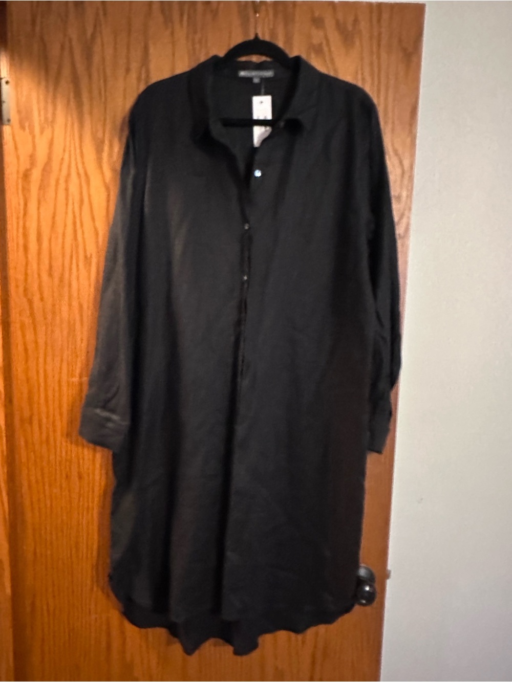 Elliott Lauren Black Linen Button-Down Shirt dress